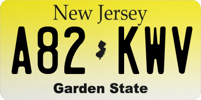 NJ license plate A82KWV