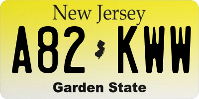 NJ license plate A82KWW