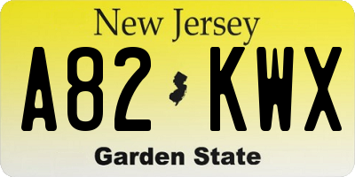 NJ license plate A82KWX