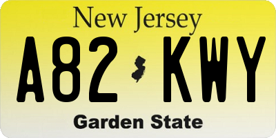 NJ license plate A82KWY