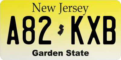 NJ license plate A82KXB