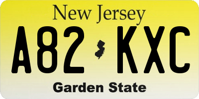 NJ license plate A82KXC