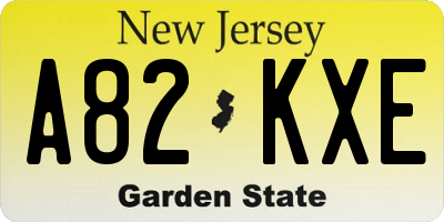 NJ license plate A82KXE