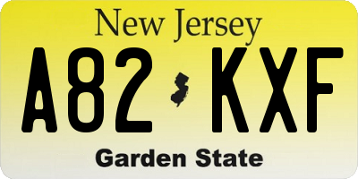 NJ license plate A82KXF