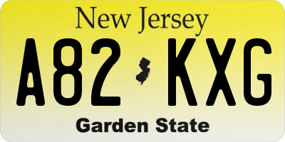 NJ license plate A82KXG