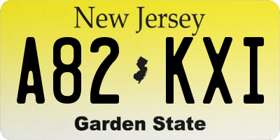 NJ license plate A82KXI