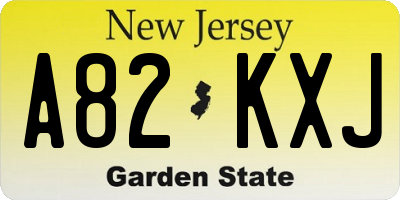 NJ license plate A82KXJ
