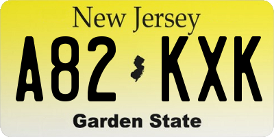 NJ license plate A82KXK