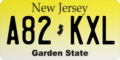 NJ license plate A82KXL