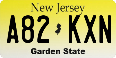 NJ license plate A82KXN