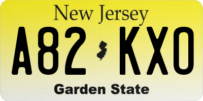 NJ license plate A82KXO