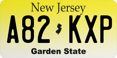 NJ license plate A82KXP