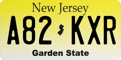 NJ license plate A82KXR