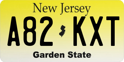 NJ license plate A82KXT