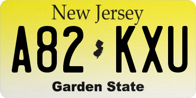 NJ license plate A82KXU