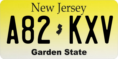 NJ license plate A82KXV