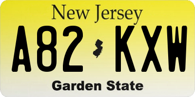 NJ license plate A82KXW