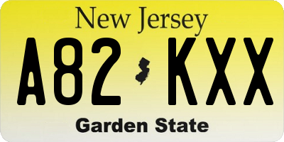 NJ license plate A82KXX