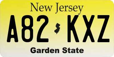 NJ license plate A82KXZ