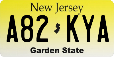 NJ license plate A82KYA