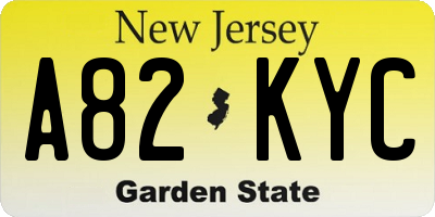 NJ license plate A82KYC