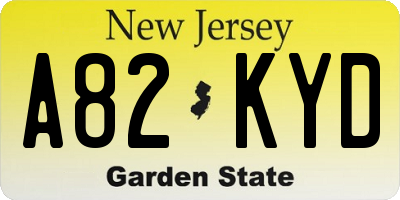 NJ license plate A82KYD