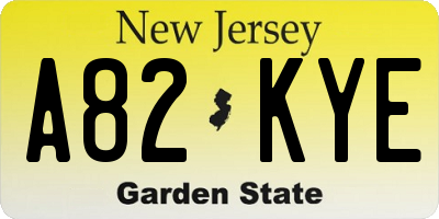 NJ license plate A82KYE
