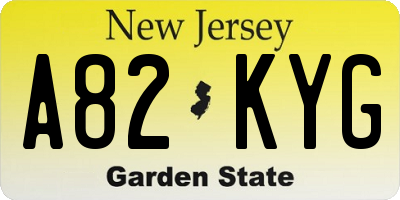 NJ license plate A82KYG
