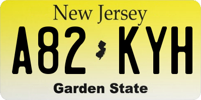 NJ license plate A82KYH