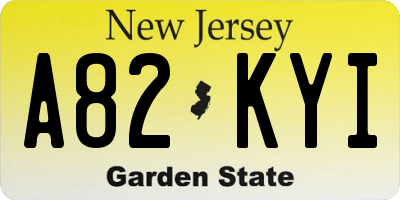 NJ license plate A82KYI