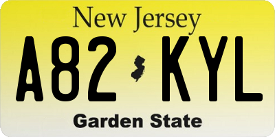 NJ license plate A82KYL