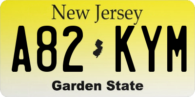 NJ license plate A82KYM