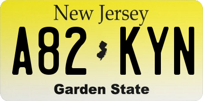 NJ license plate A82KYN