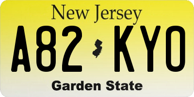 NJ license plate A82KYO
