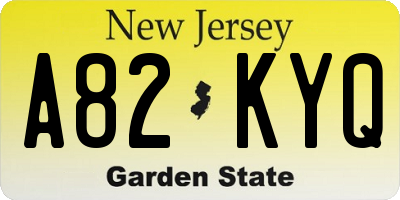 NJ license plate A82KYQ