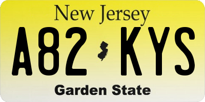 NJ license plate A82KYS