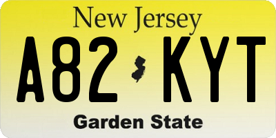 NJ license plate A82KYT