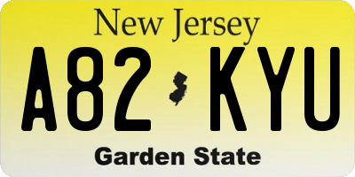 NJ license plate A82KYU