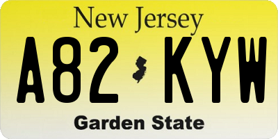 NJ license plate A82KYW