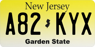 NJ license plate A82KYX