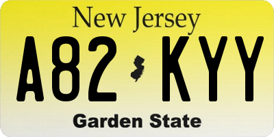 NJ license plate A82KYY