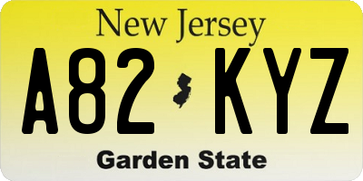 NJ license plate A82KYZ