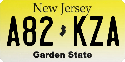 NJ license plate A82KZA