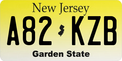 NJ license plate A82KZB