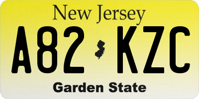 NJ license plate A82KZC
