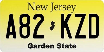 NJ license plate A82KZD