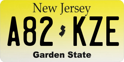 NJ license plate A82KZE