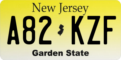 NJ license plate A82KZF
