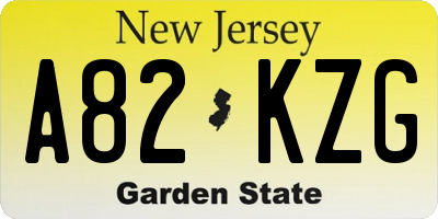 NJ license plate A82KZG