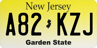 NJ license plate A82KZJ